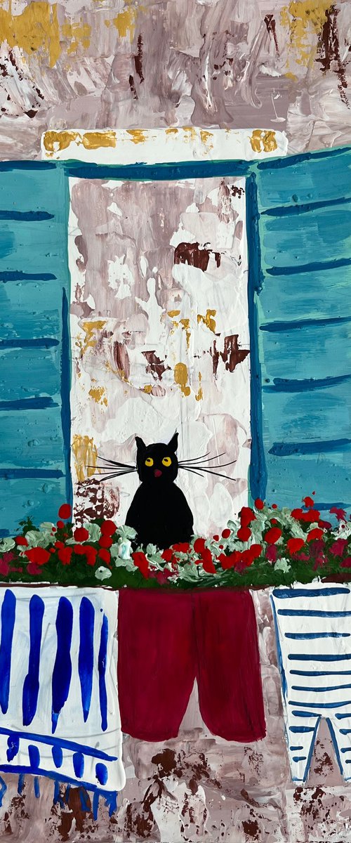 Venice Cat Painting by Halyna Kirichenko