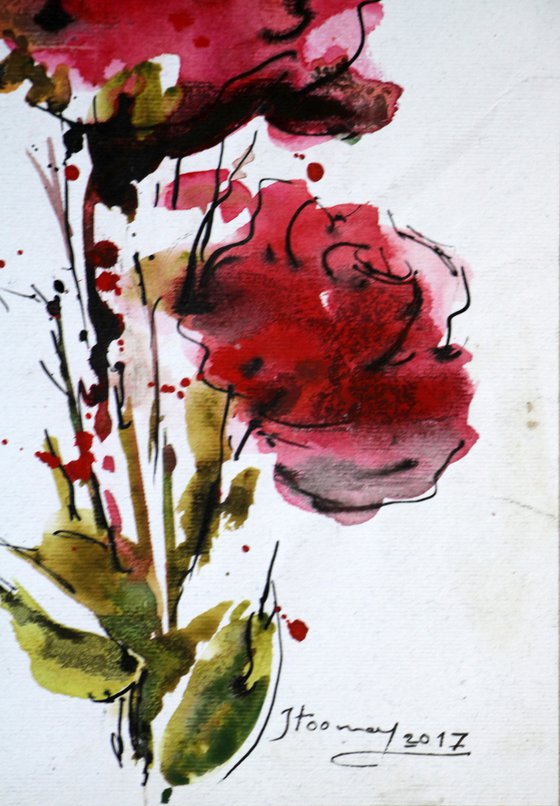 Vivid flowers, Watercolor on Paper, 25x42 cm