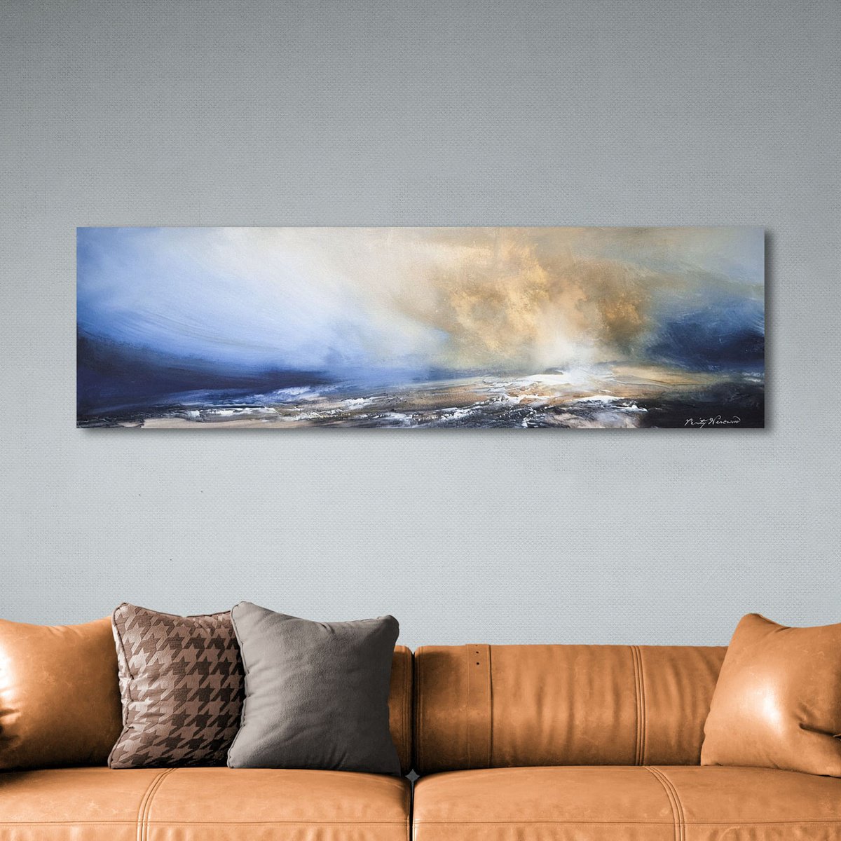 Impressionistic Landscape Oil Painting By Verity Westwood, 39 X 12", Luminal Collapse, Original Artwork