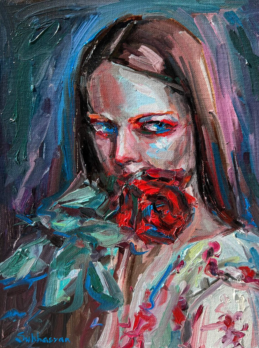 Impressionistic Portrait Oil Painting By Victoria Sukhasyan, 9 X 11", Untitled, Original Artwork