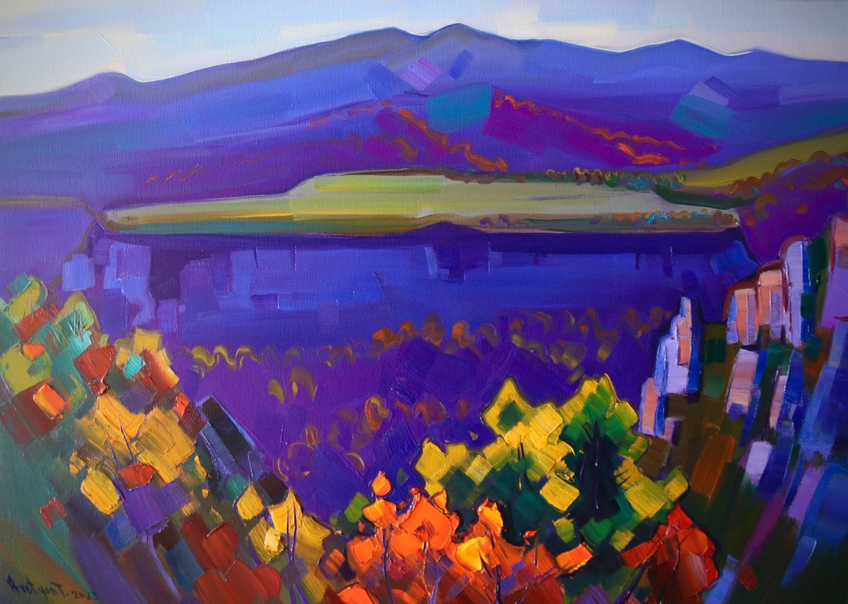Impressionistic Landscape Oil Painting By Tigran Avetyan, 28 X 20", Autumn Landscape, Original Artwork