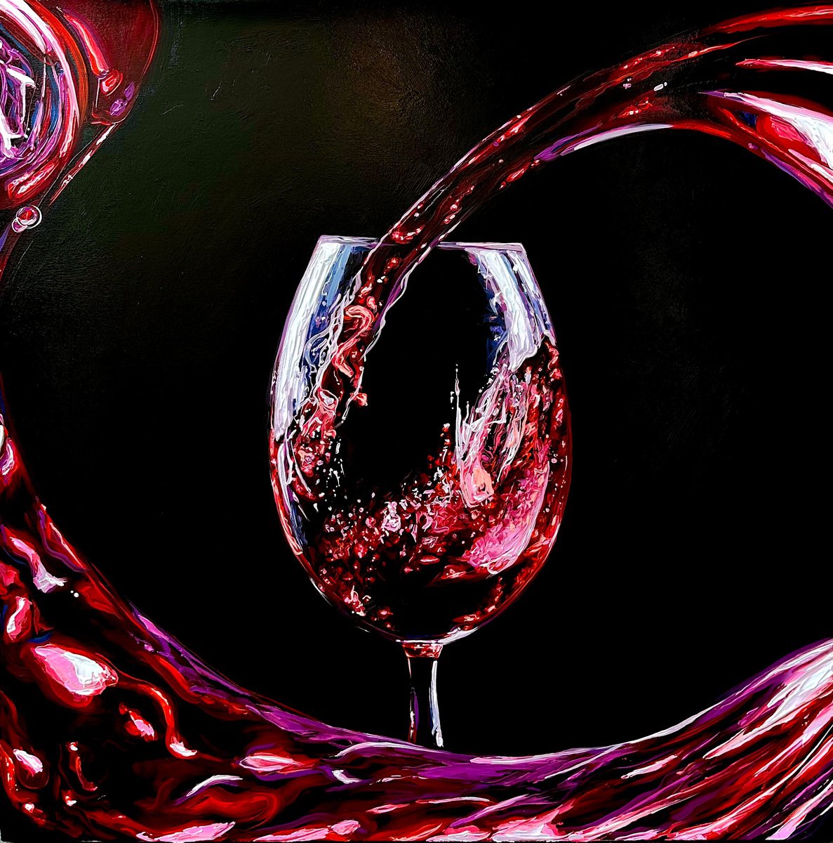 Glass of Red Wine by Elena Adele Dmitrenko