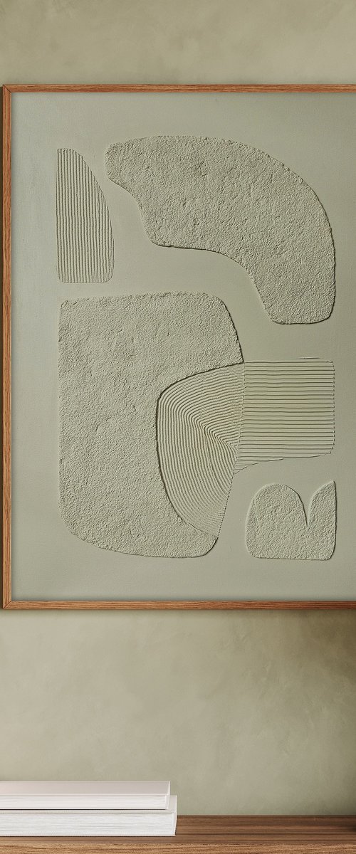 "Sage bay 2" High textured sage abstract art by Marine