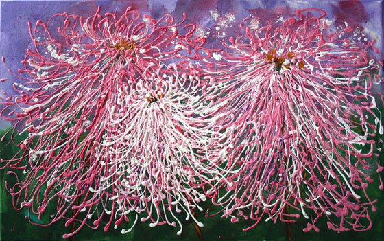 Summer Labyrinth of Chrysanthemums / Original Painting