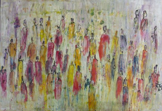 people in the city xl Oilpainting 35,4 x 51,1 inch