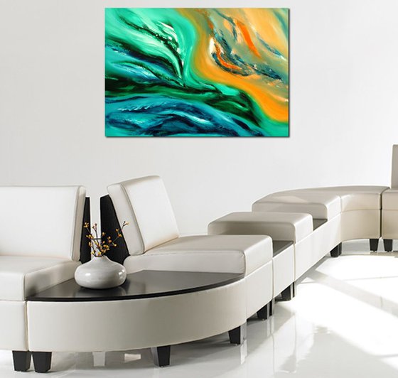 Life's flux, 100x70 cm, Deep edge, LARGE XL, Original abstract painting, oil on canvas