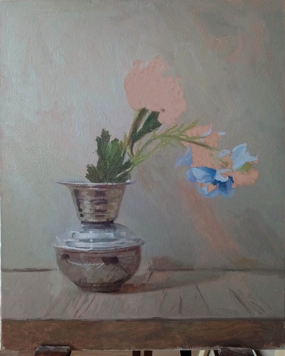 Blue flowers in a vase