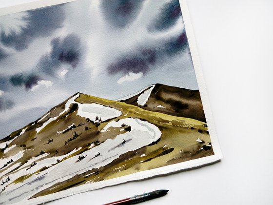Mountain range art /Clouds painting