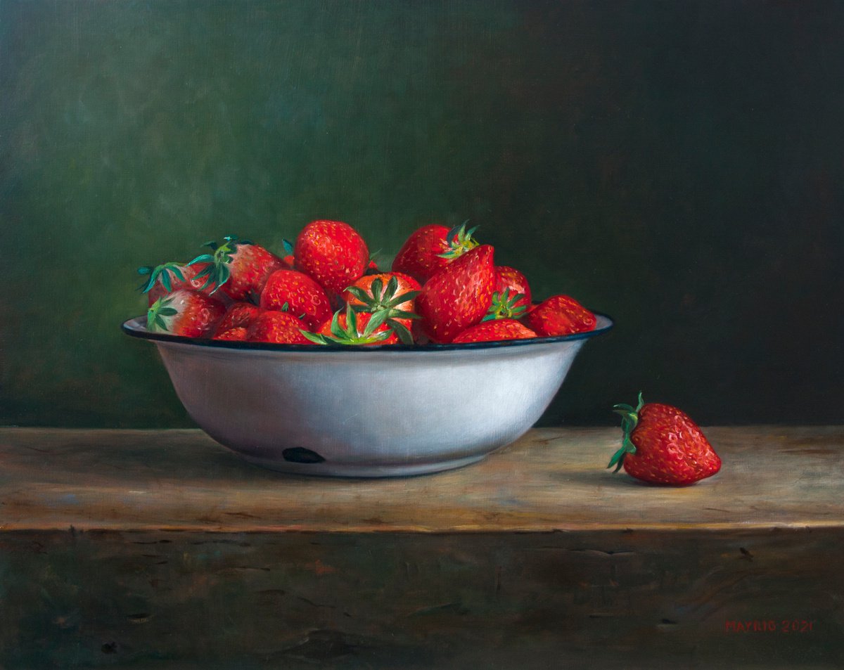 Photorealistic Oil Painting , Strawberry Delight By Mayrig Simonjan, 20 X 16, Artwork For Sale On Artfinder