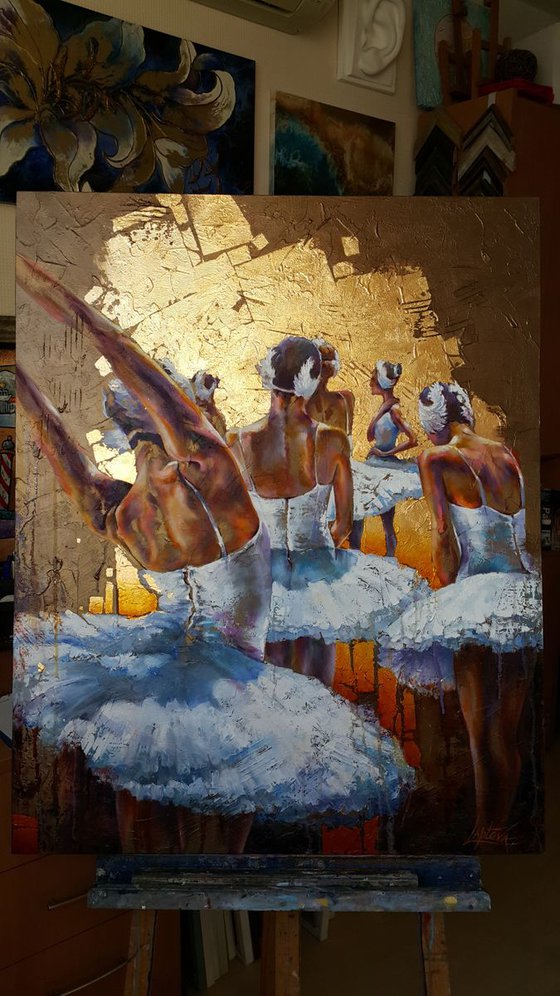 Painting "Premiere" , original large artwork, Ballet, Ballerina, ballet dancer