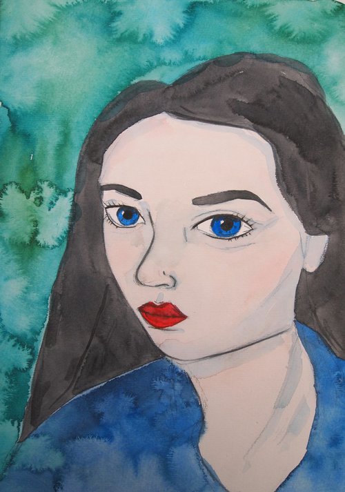 Blue & Green Portrait by Kitty  Cooper