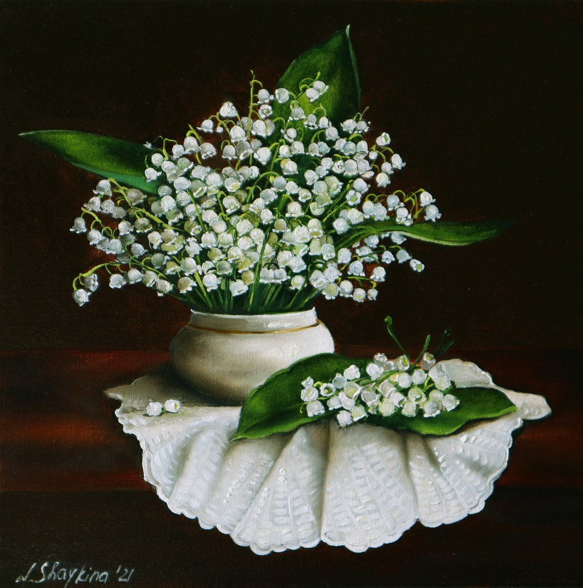 Lily of the valley painting, White flowers painting original canvas art, Floral oil painti... by Natalia Shaykina