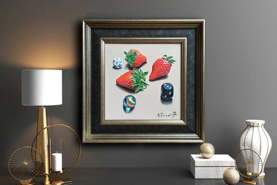 Strawberries and a Marble