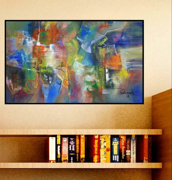 Change Of Seasons, Multi Colored Oil Painting, horizontal Canvas Art