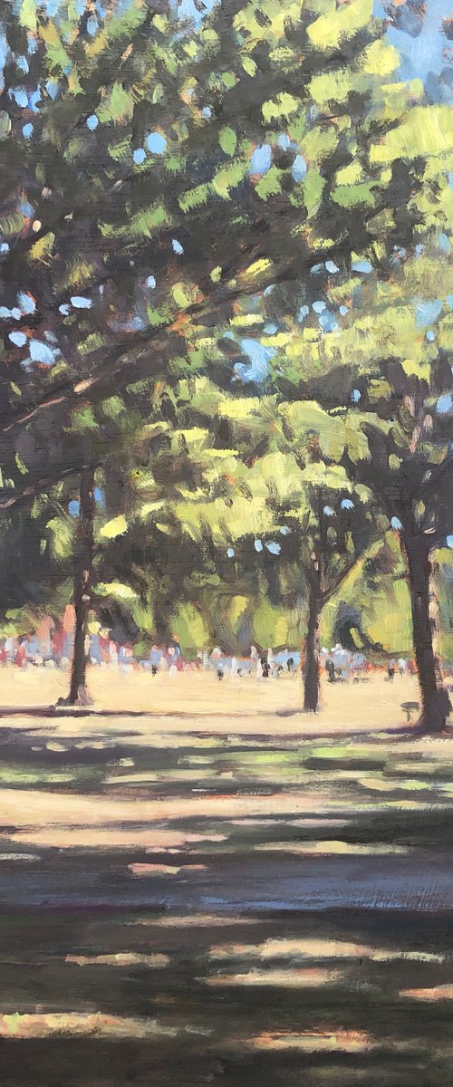 Outdoor gathering on Wandsworth Common by Louise Gillard