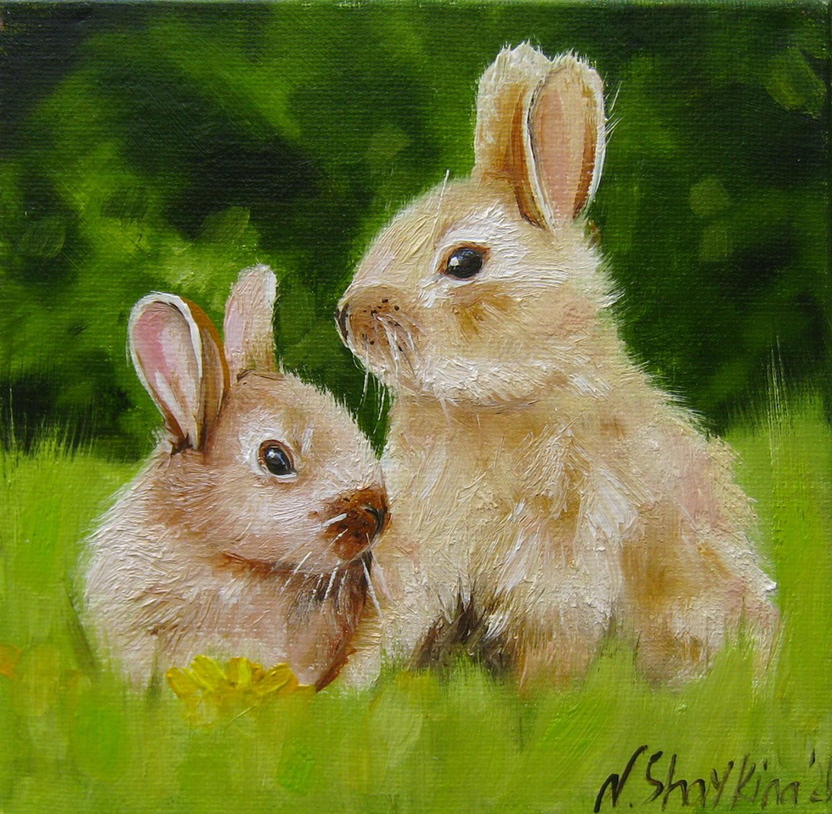 Bunny, Rabbit painting Nursery by Natalia Shaykina