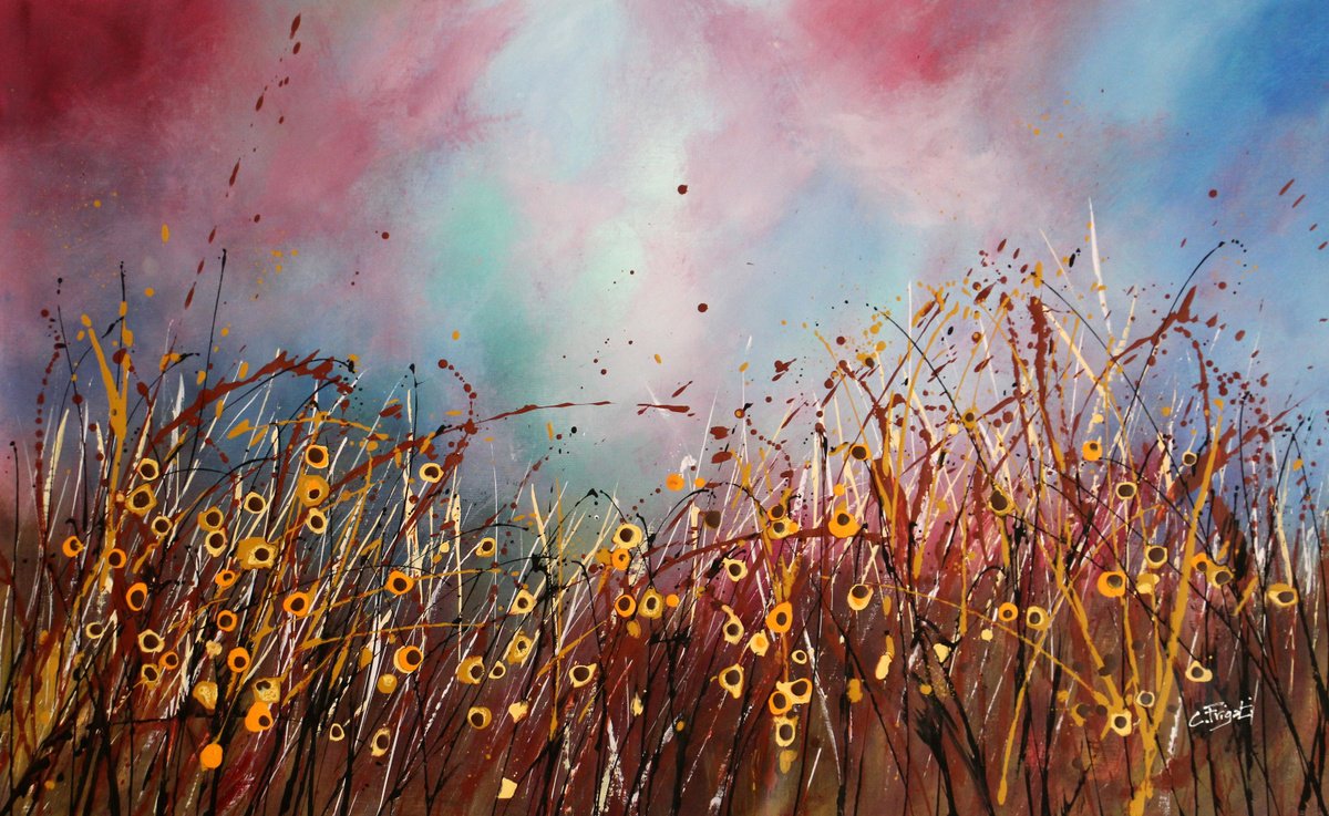 Expressive Landscape Acrylic Painting By Cecilia Frigati, 43 X 27, Earthy, Original Artwork