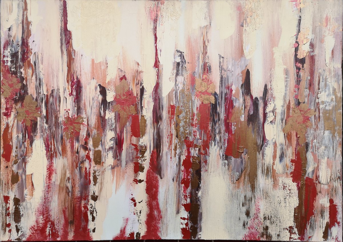 Abstract Acrylic Painting By Aneta Gajos, 39 X 28, Human Traffic, Original Artwork