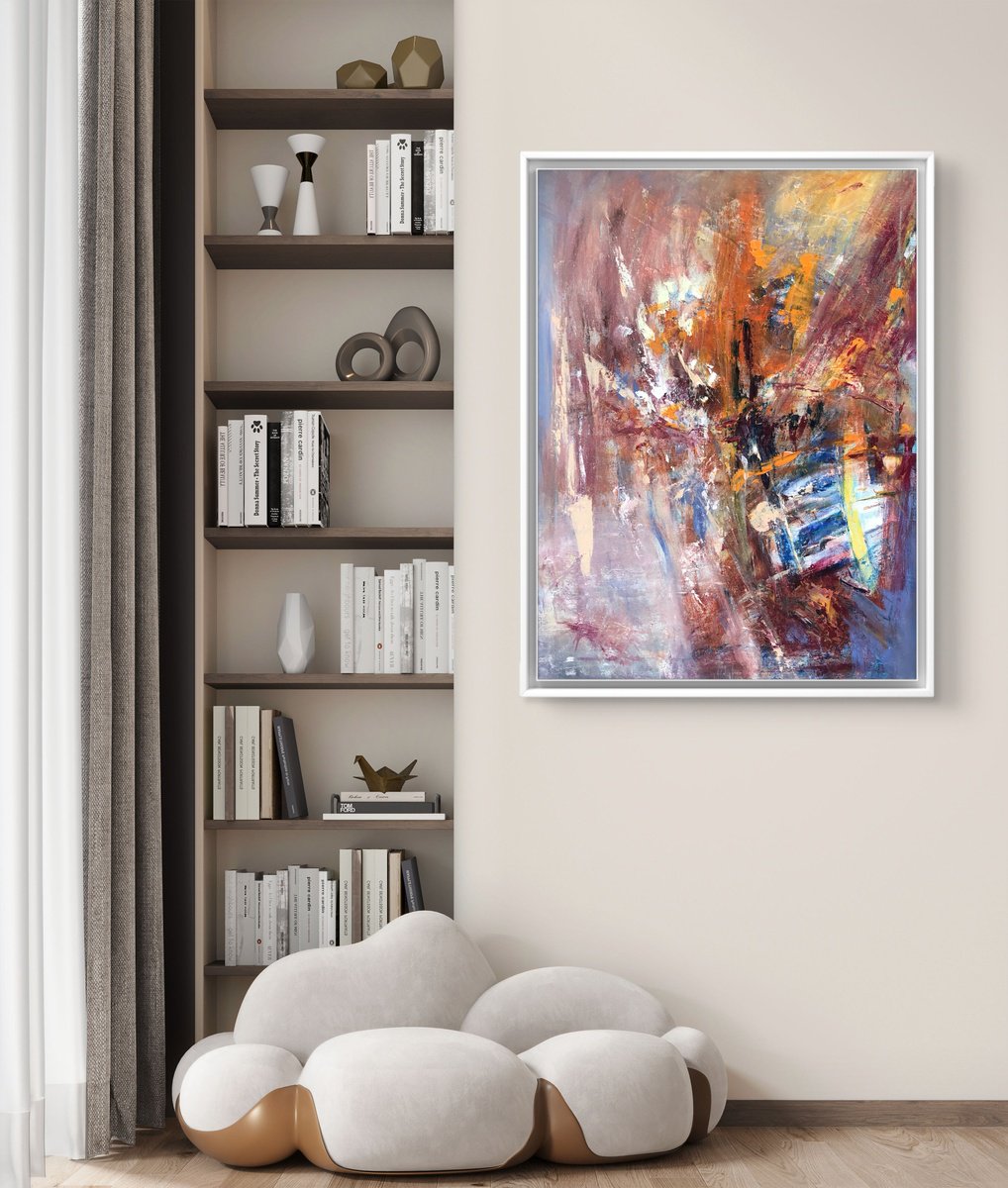 Abstract Oil Painting By Snezana Djordjevic, 24 X 31", Epic Journey-2, Original Artwork