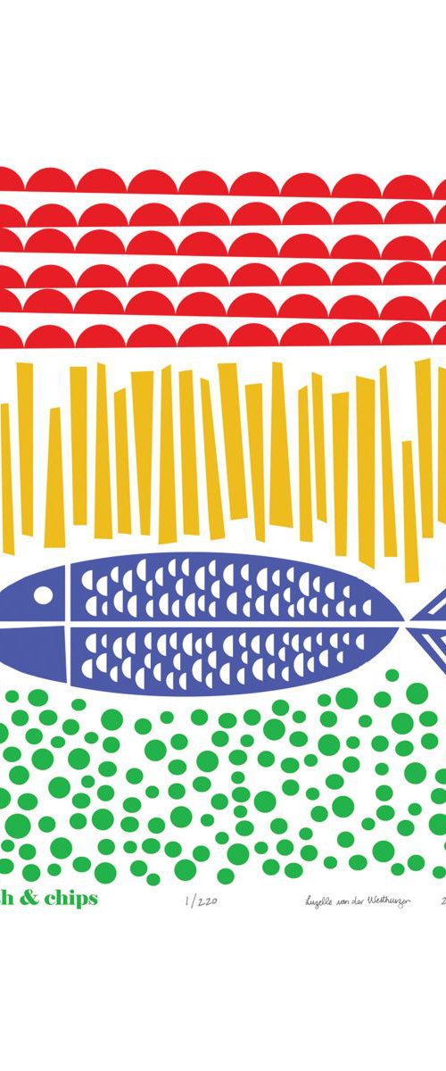 Fish & Chips - Unframed - FREE Worldwide Delivery by Lu West