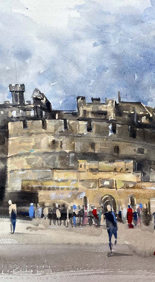 Edinburgh Castle. One of a kind, original painting, handmad work, gift, watercolour art. by Galina Poloz