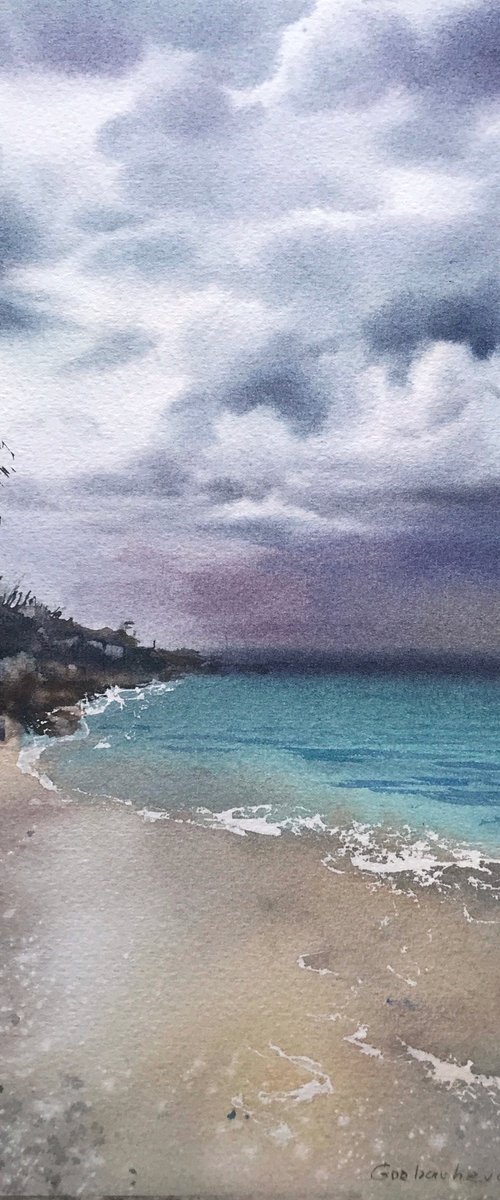 The sea coast   Before a thunderstorm by Eugenia Gorbacheva
