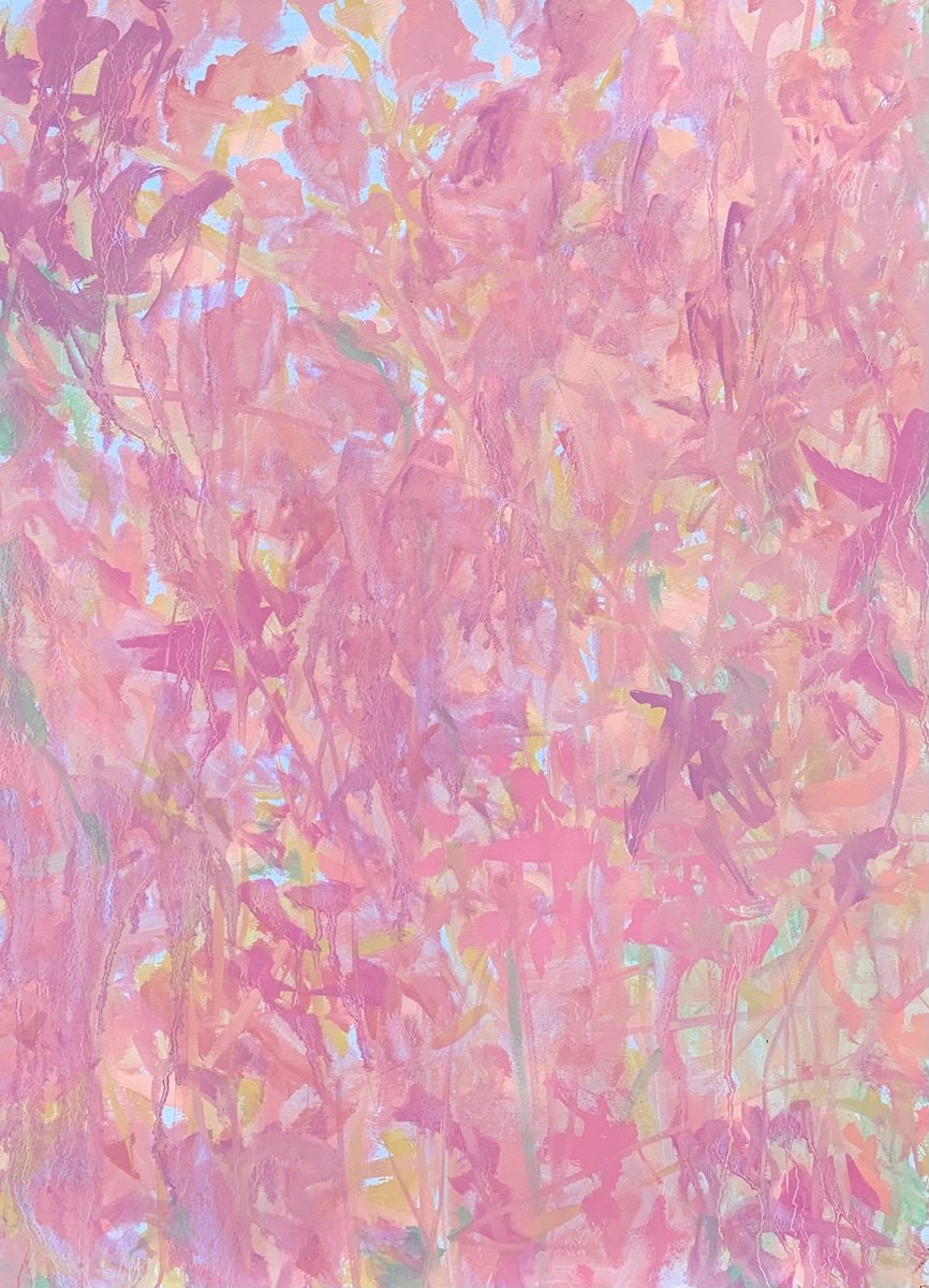 Organic Botanical Oil Painting By Kathleen Mullaniff, 21 X 30", 