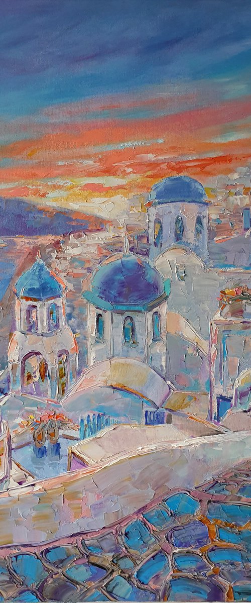 Beautiful sunset in Santorini by Mary Voloshyna