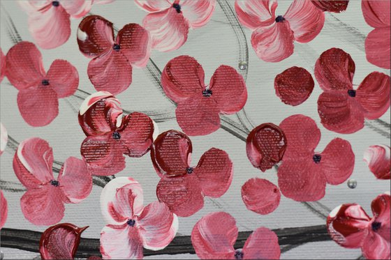 Soul sisters   acrylic abstract painting cherry blossoms nature painting, canvas wall art