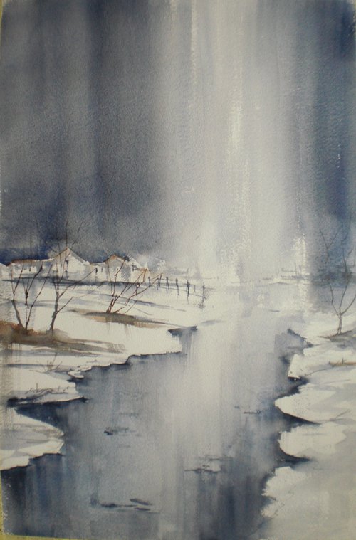 river in the snow by Giorgio Gosti