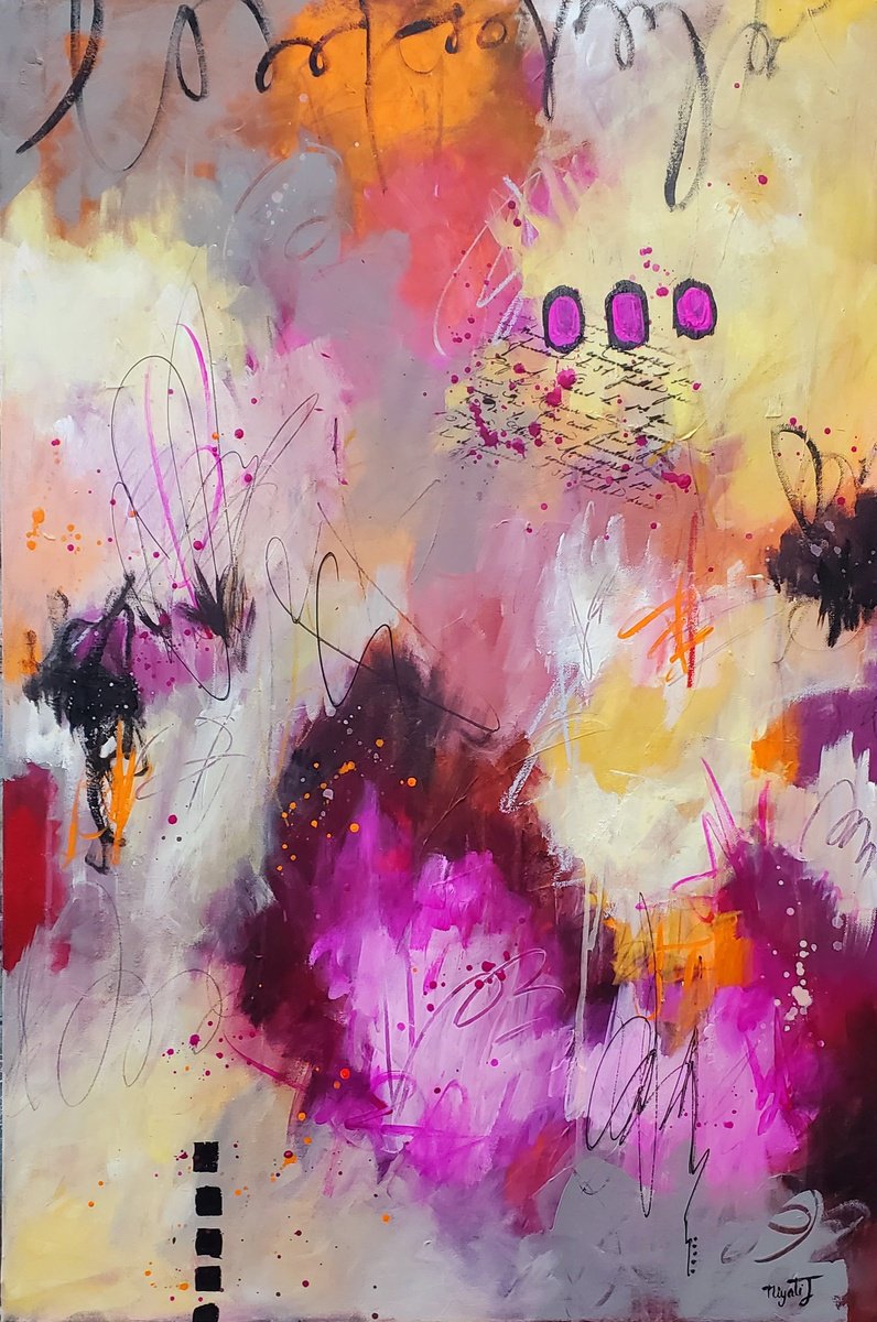 Abstract Acrylic Painting By Niyati Jiwani, 24 X 36", Glowing Harmony, Original Artwork