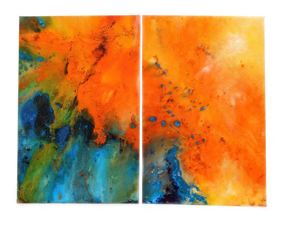 'Drift' Large Abstract Diptych Painting