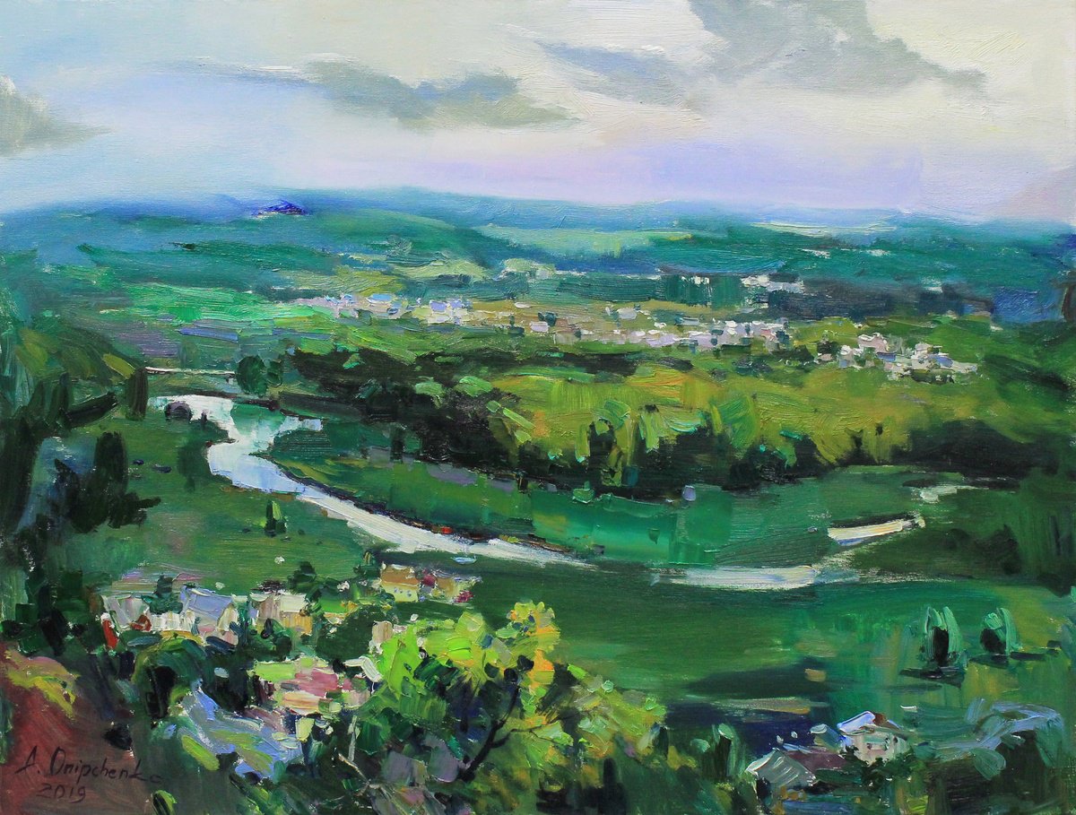 Impressionistic Landscape Oil Painting By Alisa Onipchenko-Cherniakovska, 31 X 24, Horizon Breath, Original Artwork