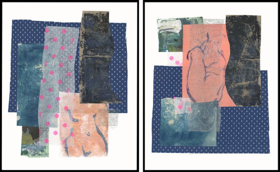 Abstract collage set with nude