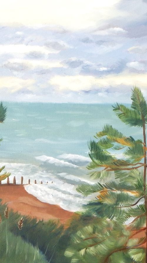 Pine trees by the sea by Mary Stubberfield