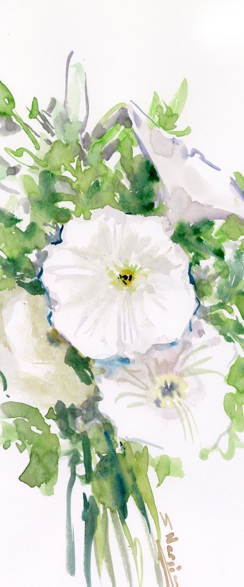 Petunia, white Flowers by Suren Nersisyan
