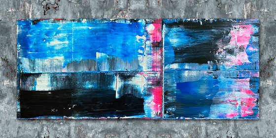 "To Trauma, With Love" - FREE USA SHIPPING - Original PMS Abstract Acrylic Painting On Reclaimed Wood - 48" x 20"