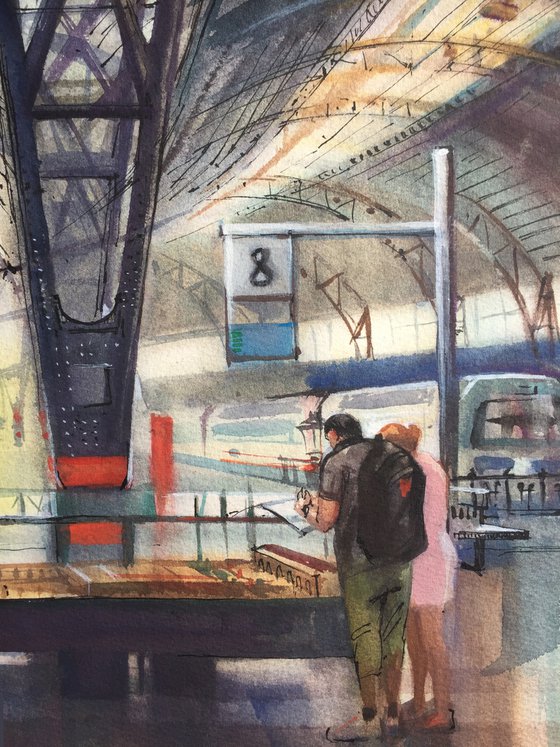 Train station painting. Barcelona Station.