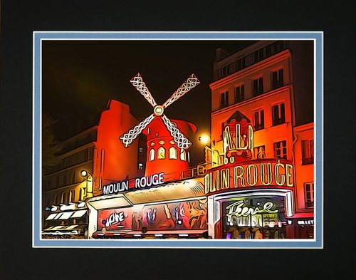 Paris Moulin Rouge photo digital illustration by Robin Clarke