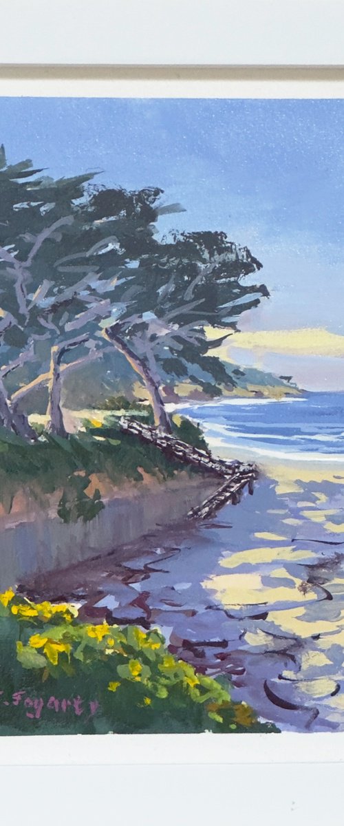 Stairs to Carmel Beach miniature gouache by Tatyana Fogarty