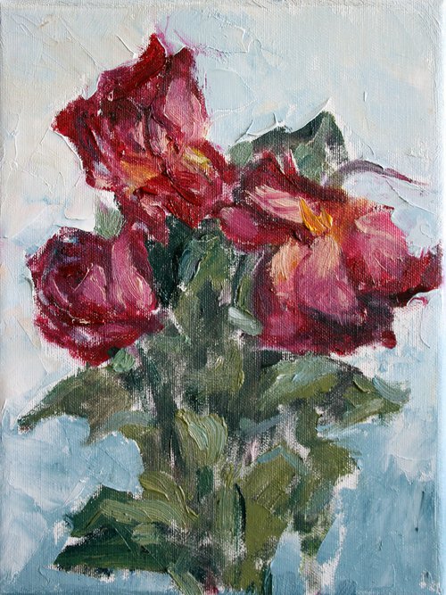 Dry roses I... /  ORIGINAL PAINTING by Salana Art Gallery