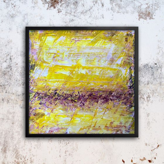 "Watch Me Burn" - Original PMS Abstract Acrylic Painting On Wood, Framed - 26" x 26"