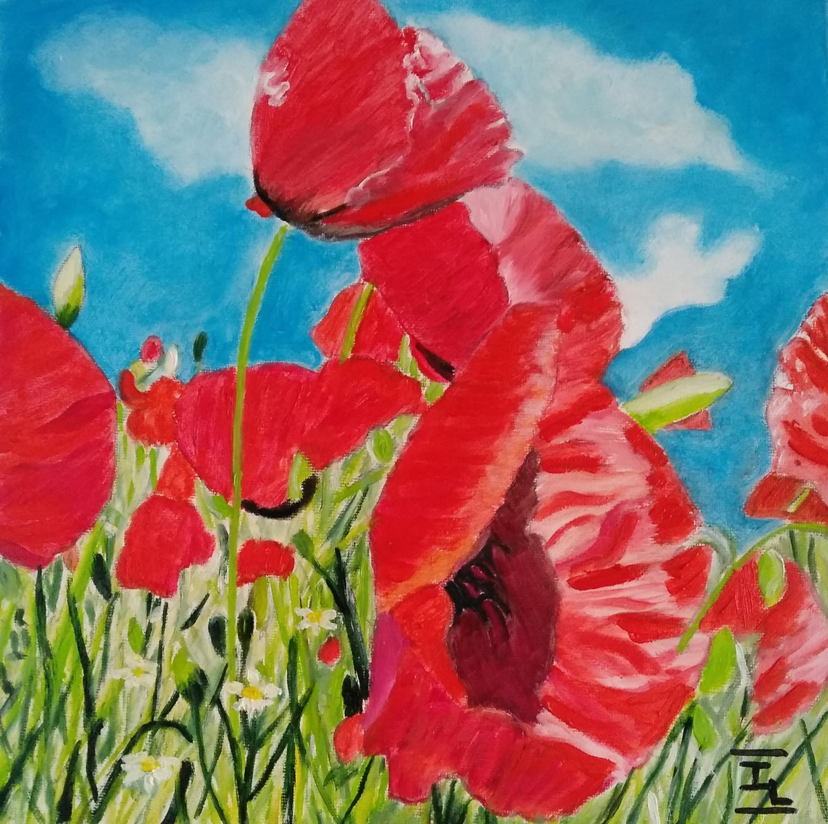 Poppies Dream By Isabelle Lucas, 11 X 11, Artwork For Sale On Artfinder