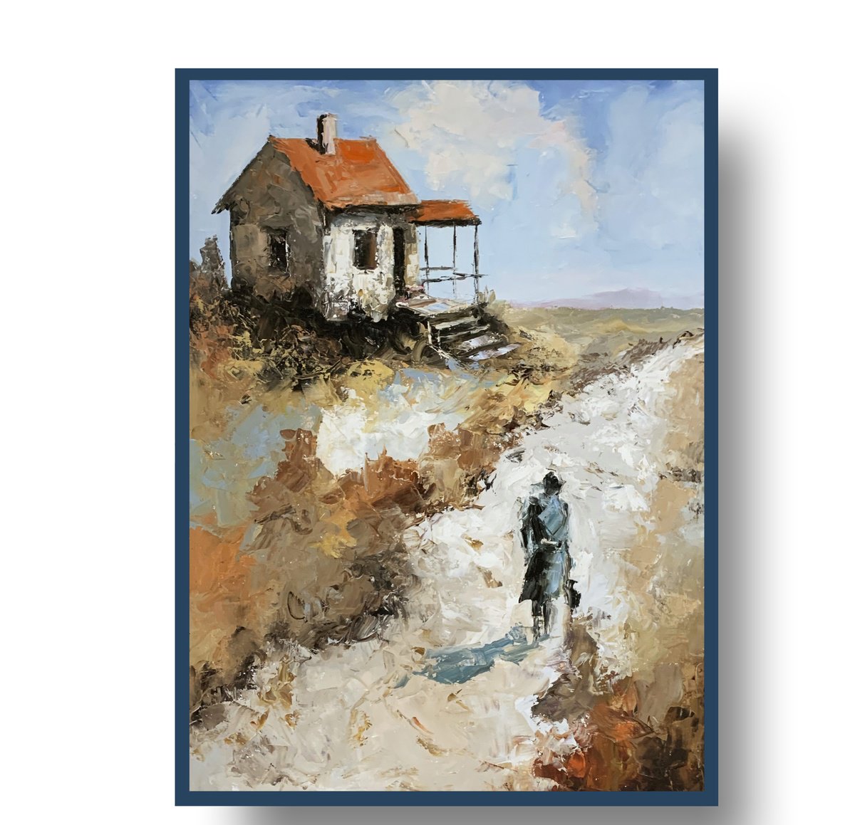 Expressive Portrait Oil Painting By Vita Schagen, 20 X 28", A Road Less Traveled., Original Artwork