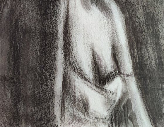 Woman in Passion Charcoal Drawing Sexy Girl Black and White