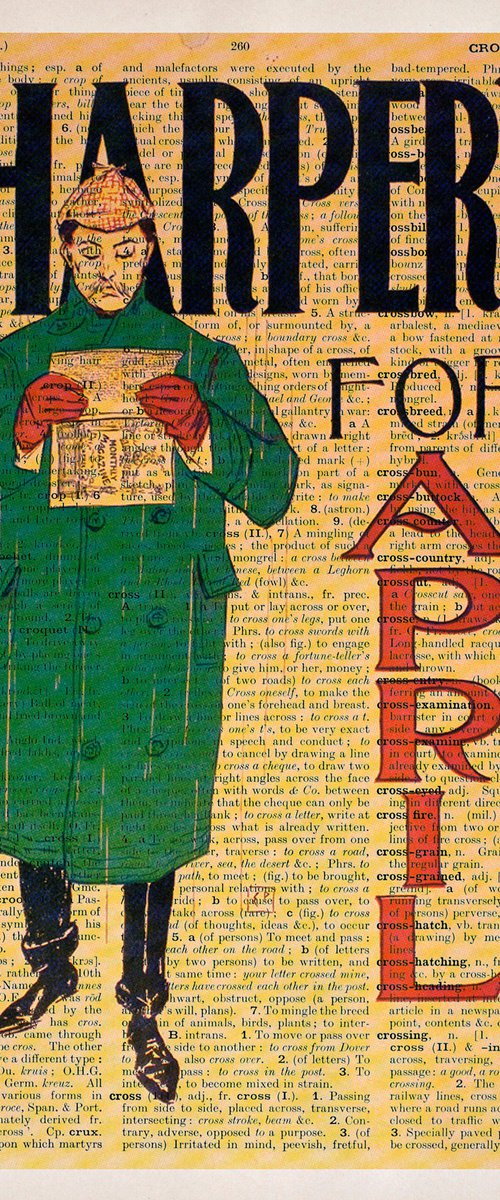 Harpers for April - Collage Art Print on Large Real English Dictionary Vintage Book Page by Jakub DK - JAKUB D KRZEWNIAK