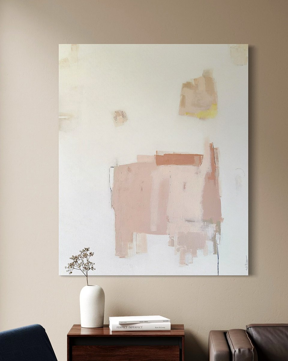 Geometric Abstract Acrylic Painting By Andrea Reichhart, 30 X 39, Rose Study Ii, Original Artwork