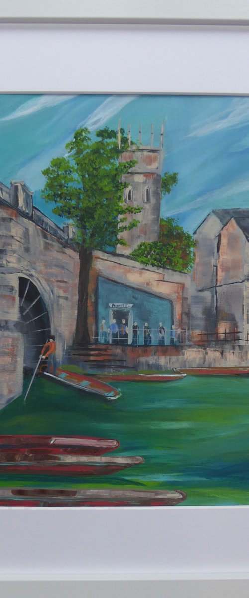 Punts at Magdalen Bridge, Oxford by Elaine Allender