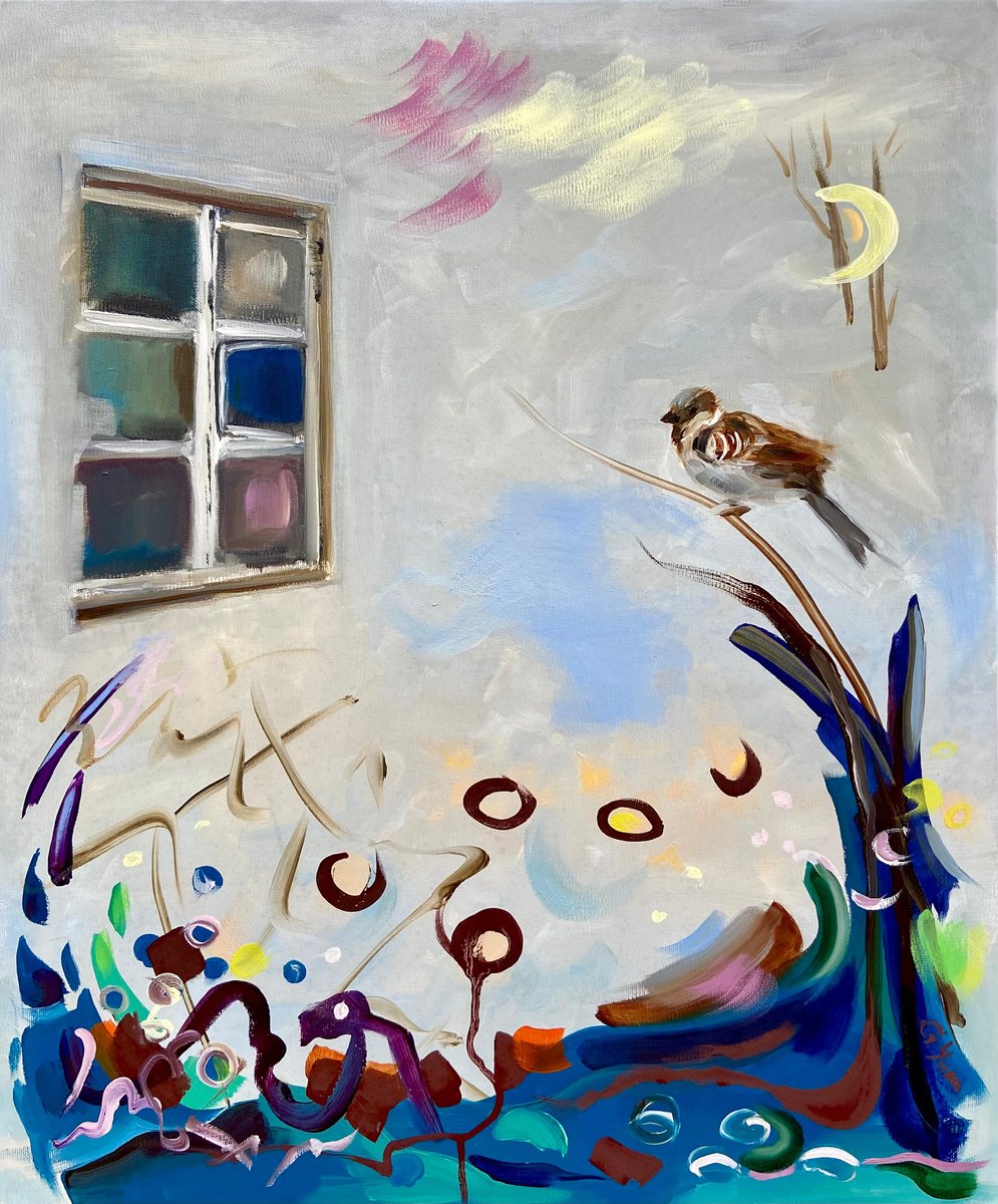 Abstract Animal Oil Painting By Junija (Yuna) Galejeva, 20 X 24", Dream Maker, Original Artwork