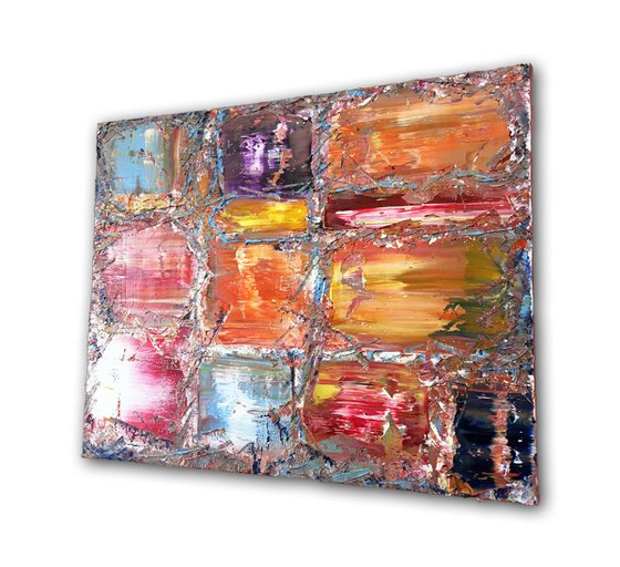 "Losing It" - FREE USA SHIPPING - Original PMS Abstract Diptych Oil Paintings On Canvas - 40" x 16"